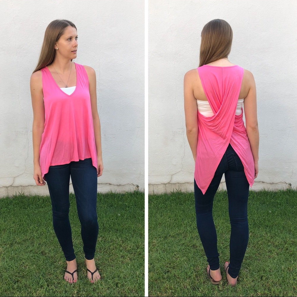 RILLER & FOUNT Pink Cross Back Sleeveless Top - Picture 1 of 6